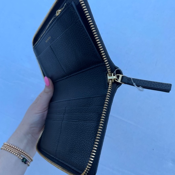 ❌SOLD❌Tory Burch Black Whipstitch Logo Zip Continental Wallet - Picture 10 of 10